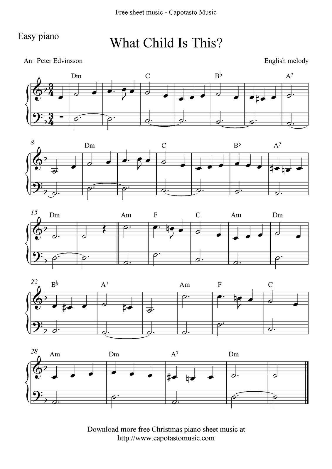 Free Sheet Music Scores: Free Christmas Piano Sheet Music, What in Free Printable Sheet Music For Piano