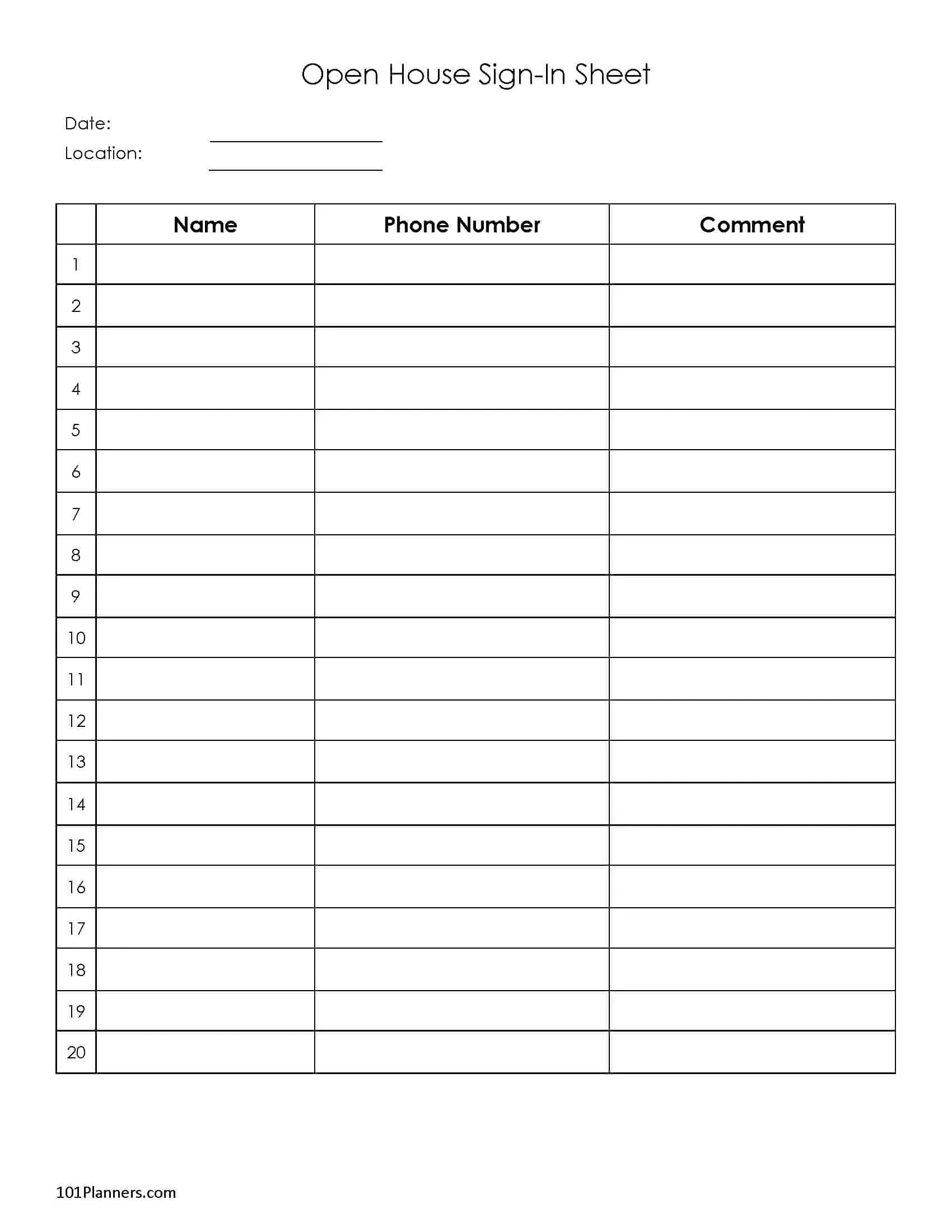 Free Sign Up Sheet | Sign In Sheet | Instant Download intended for Free Printable Sign in Sheet