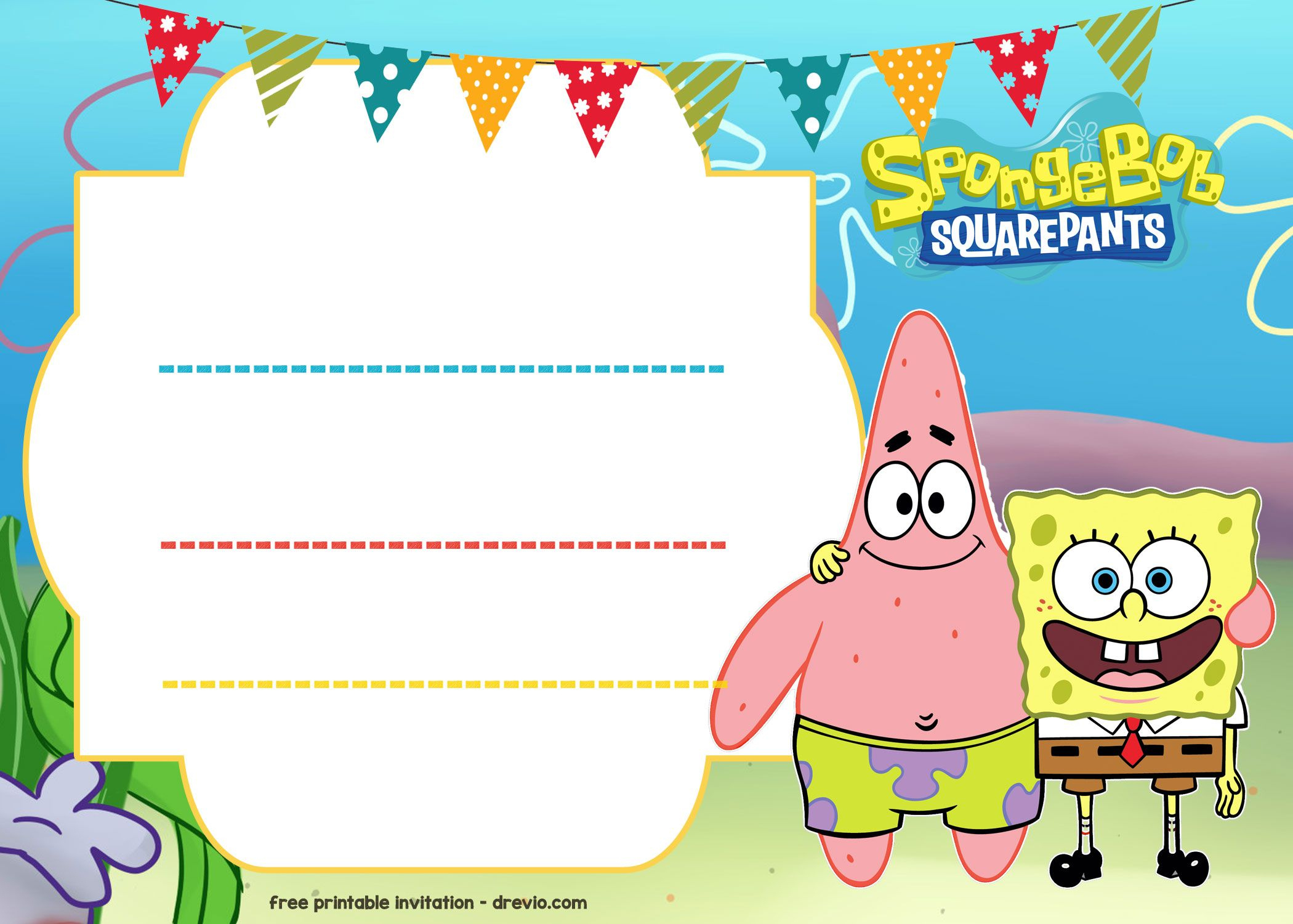 Free Spongebob Birthday Invitation Template | Spongebob Birthday intended for Spongebob Free Printable Invitations