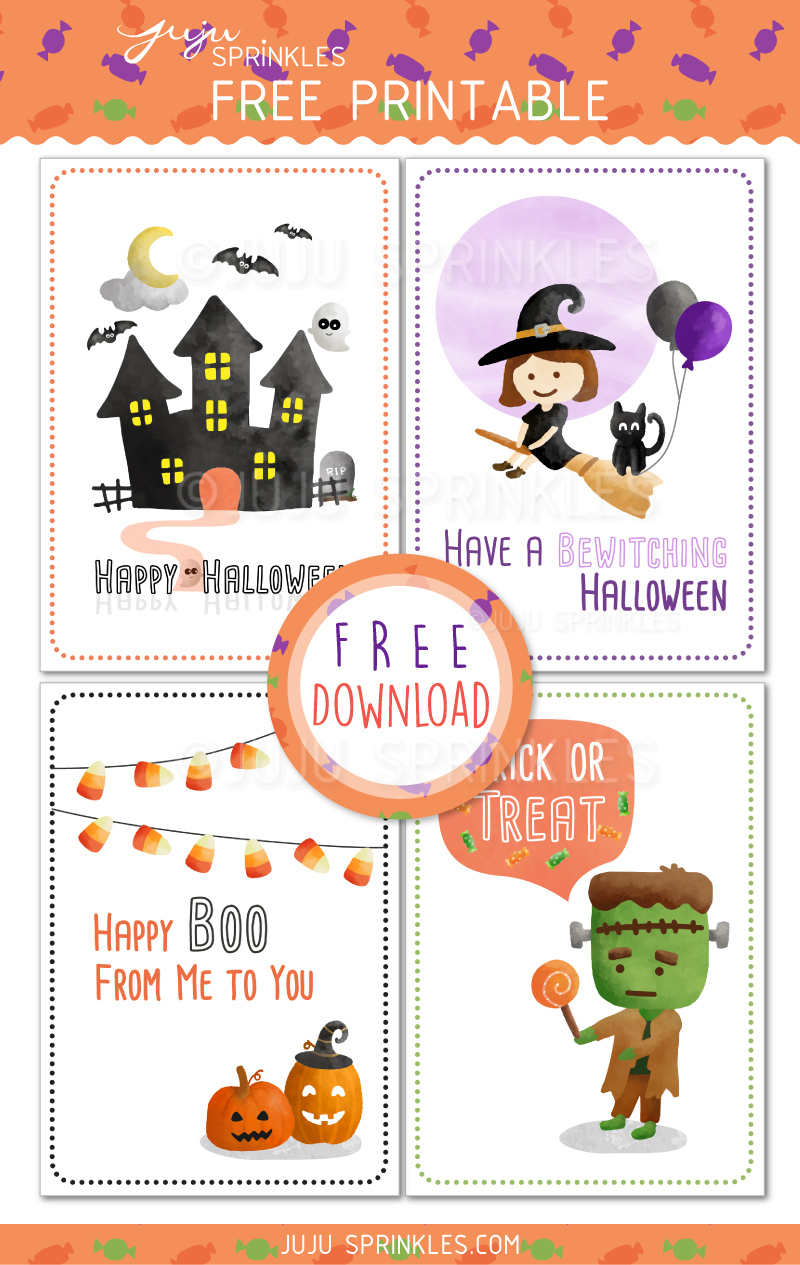 Free Spook-Tacular Halloween Cards - Juju Sprinkles with Free Printable Halloween Cards