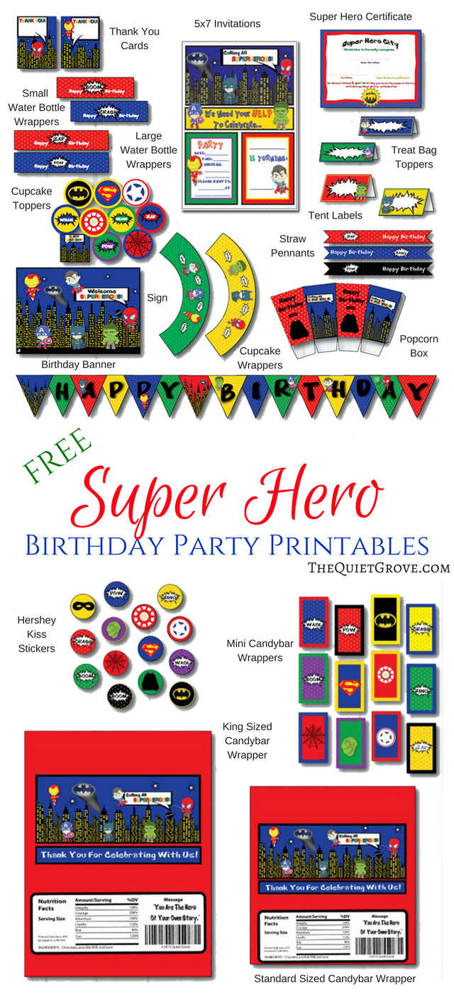 Free Super Hero Birthday Party Printables! ⋆ The Quiet Grove with Free Superhero Party Printables