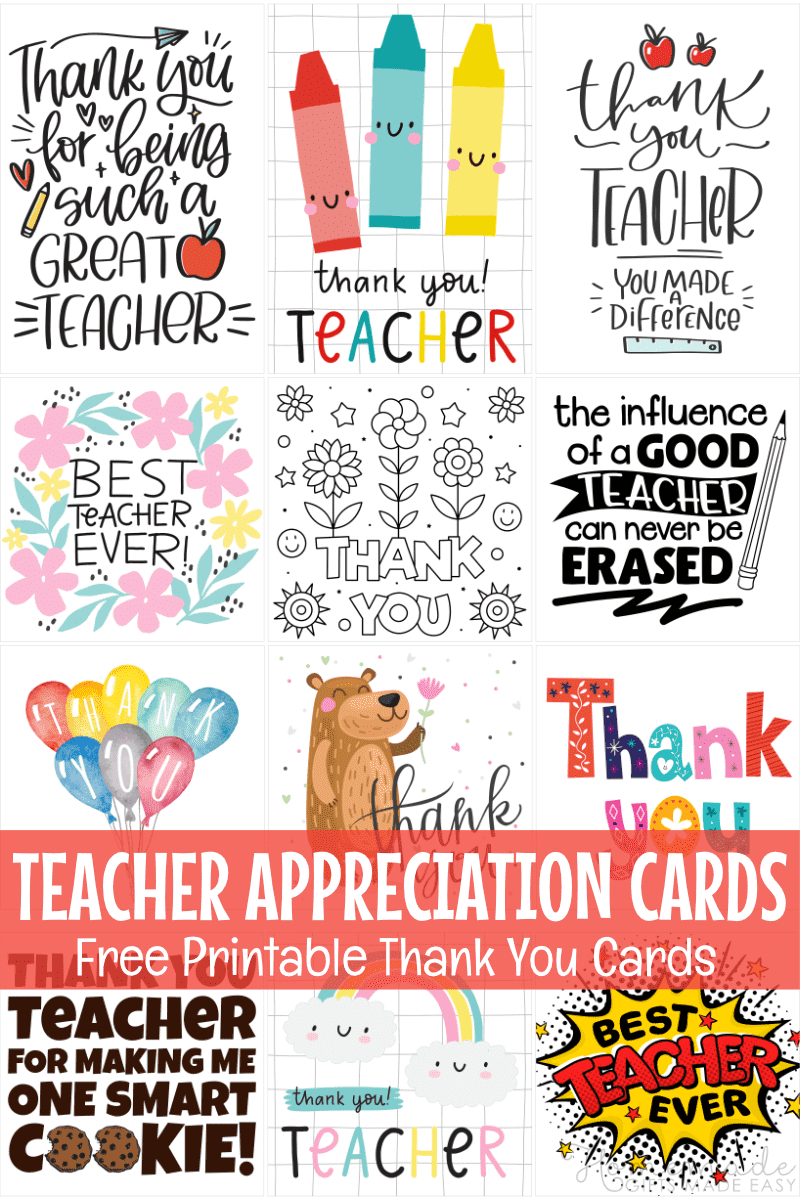 Free Teacher Appreciation Cards &amp;amp; Thank You Cards For Teachers 2024 throughout Free Teacher Appreciation Week Printable Cards