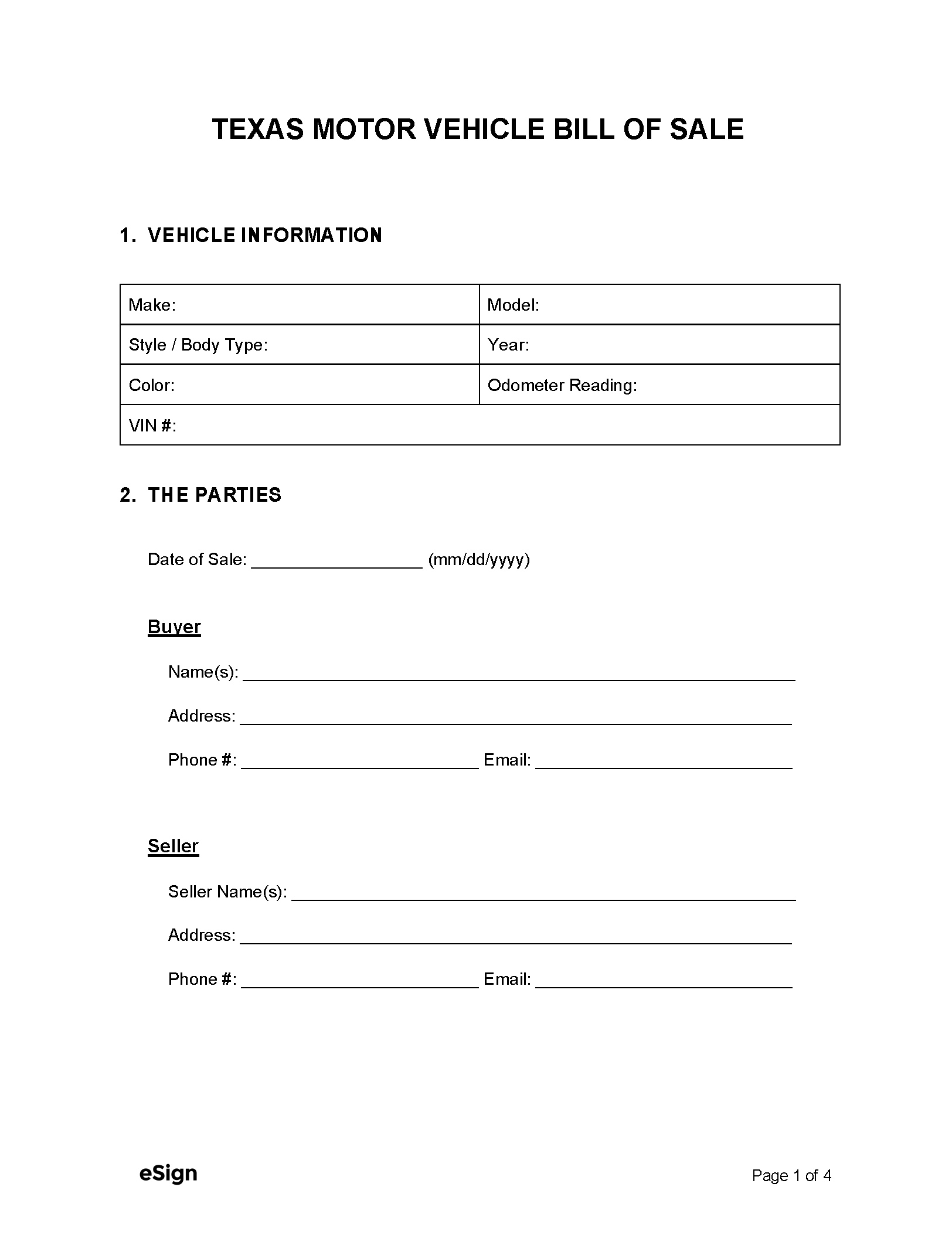 Free Texas Bill Of Sale Forms | Pdf | Word pertaining to Free Printable Texas Bill Of Sale Form