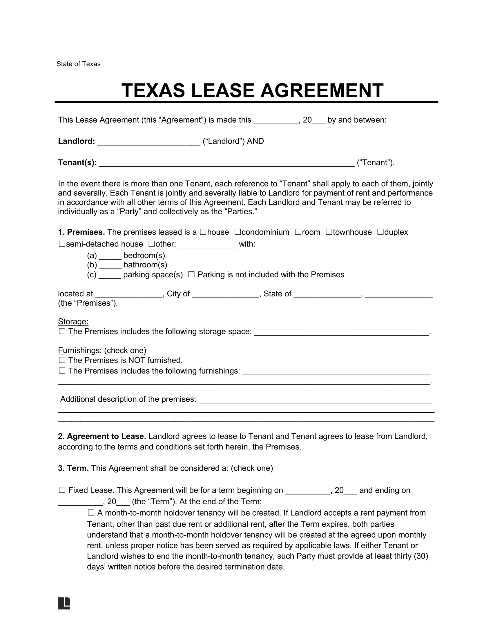 Free Texas Lease Agreement Templates (6) | Pdf &amp; Word pertaining to Free Printable Lease Agreement Texas