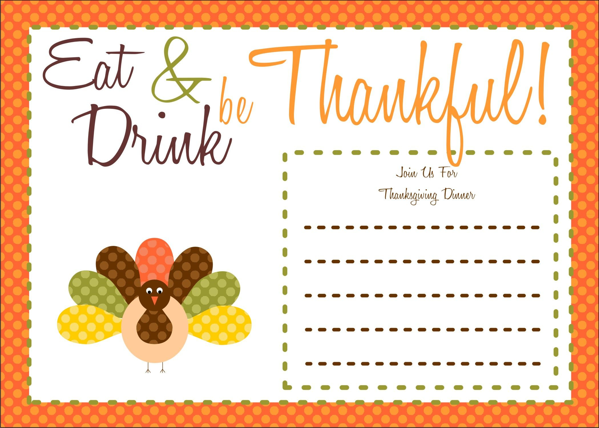 Free Thanksgiving Printables From The Party Bakery | Printable within Free Printable Thanksgiving Dinner Invitation Templates