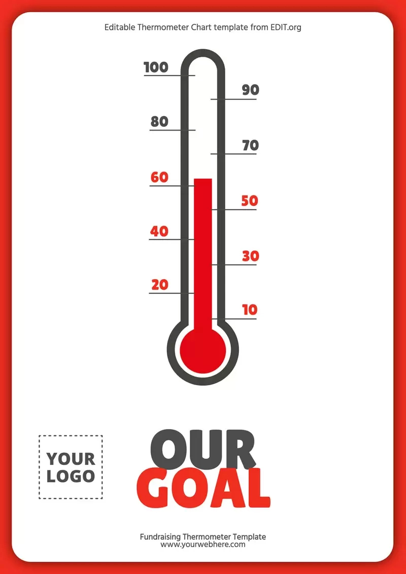 Free Thermometer Goal Tracker Templates with regard to Free Printable Thermometer Goal Chart