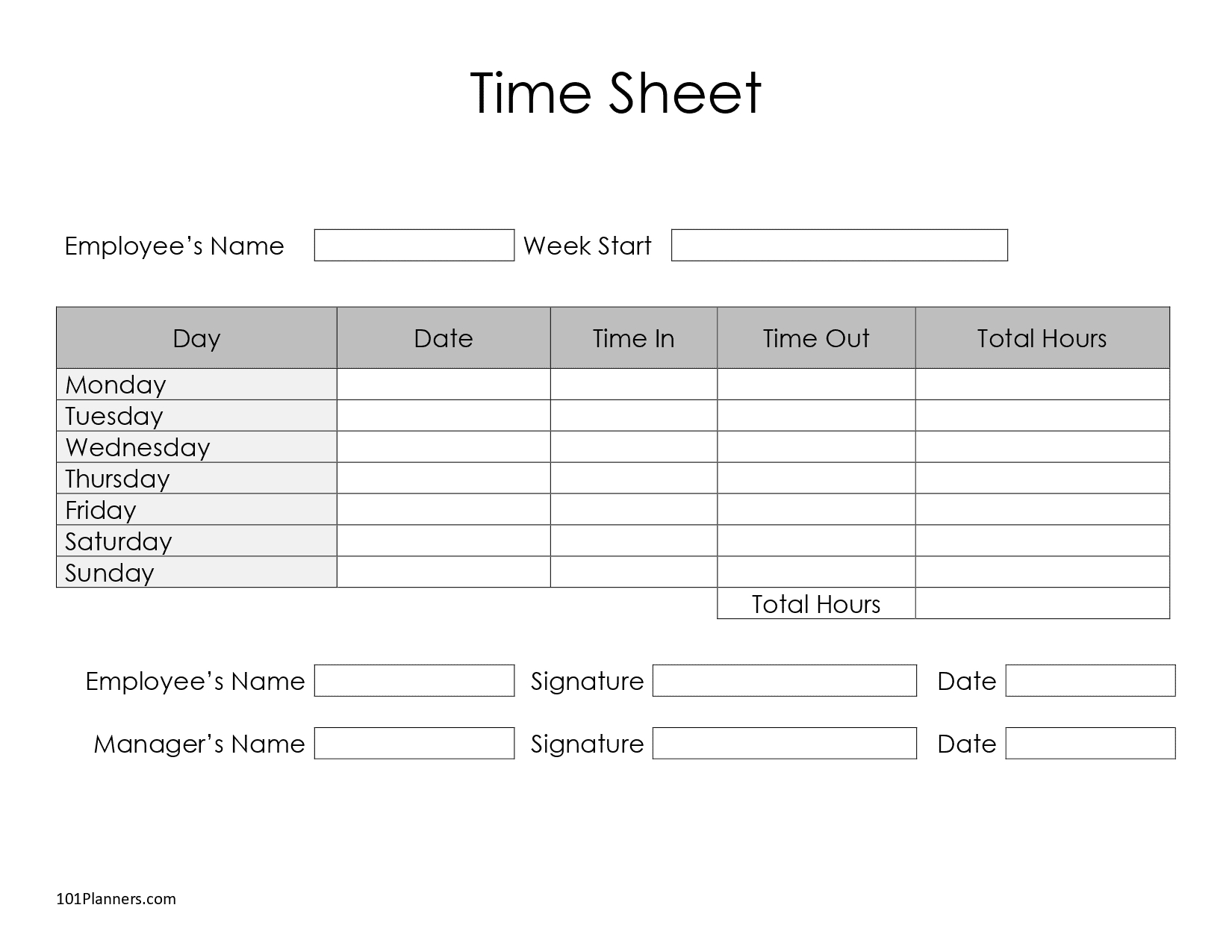 Free Timesheet Template Printables | Instant Download inside Timesheet Template Free Printable