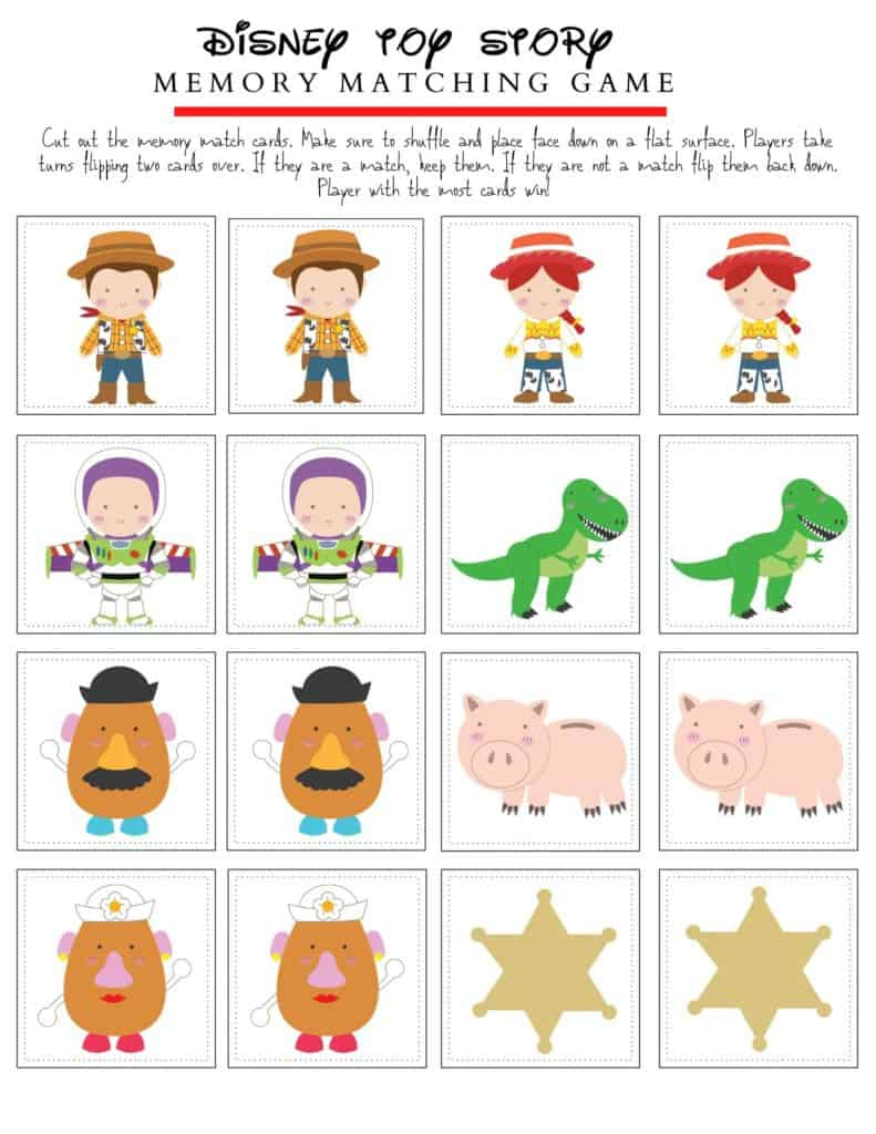 Free Toy Story Memory Game Printable Inspiredpixar - Hispana pertaining to Free Printable Toddler Matching Games