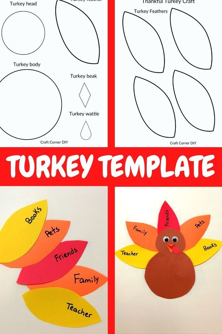 Free Turkey Template Kids Craft | Thanksgiving Kid'S Craft intended for Free Printable Thanksgiving Crafts For Kids