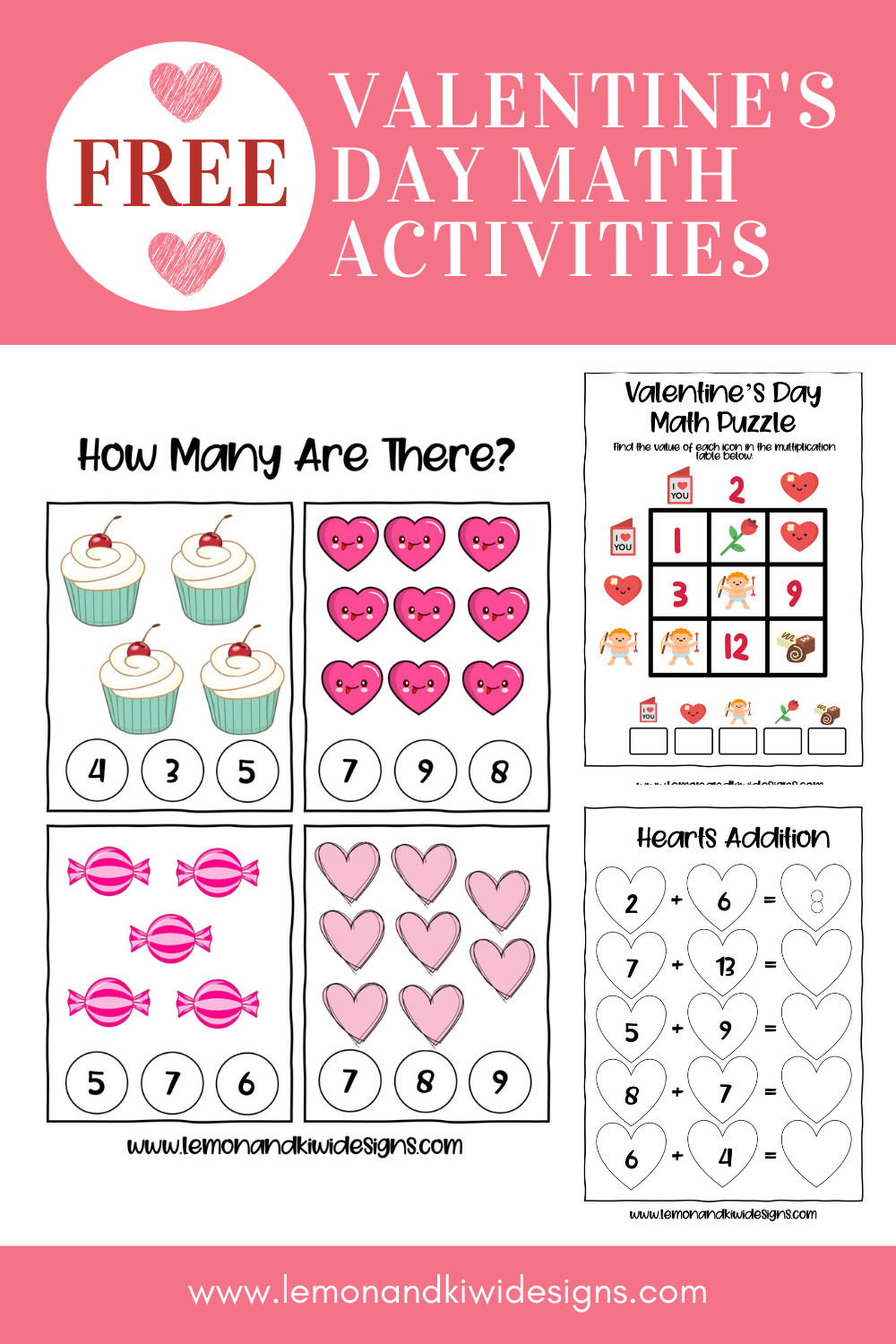 Free Valentine&amp;#039;S Day Math Activities {Printable Book} - Lemon And pertaining to Free Printable Valentine Math Worksheets