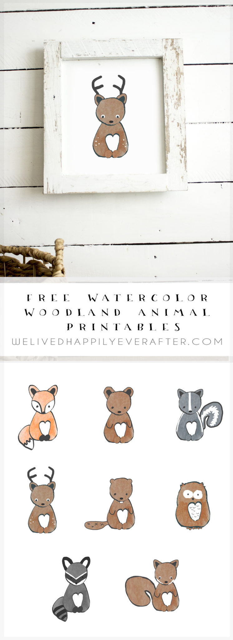 Free Watercolor Forest Woodland Animal Nursery Prints | We Lived in Free Nursery Printables Boy