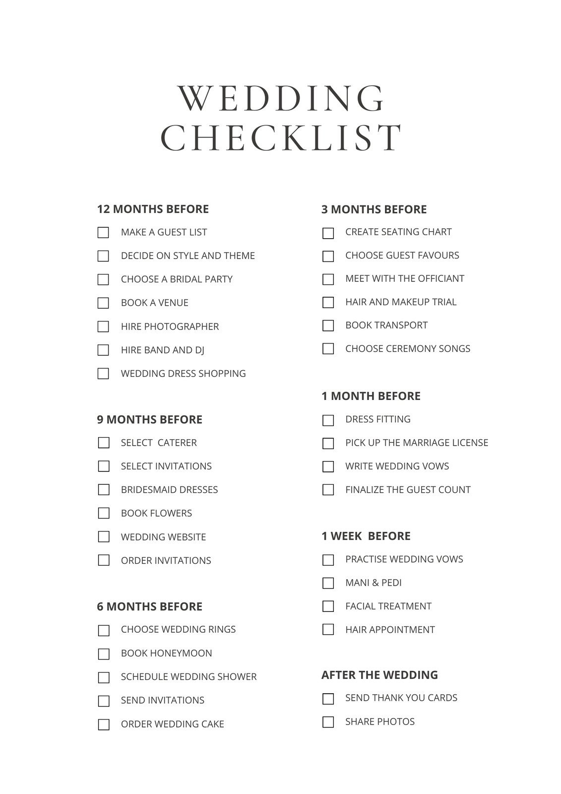 Free Wedding Checklist Templates To Edit And Print | Canva with regard to Free Printable Wedding Checklist