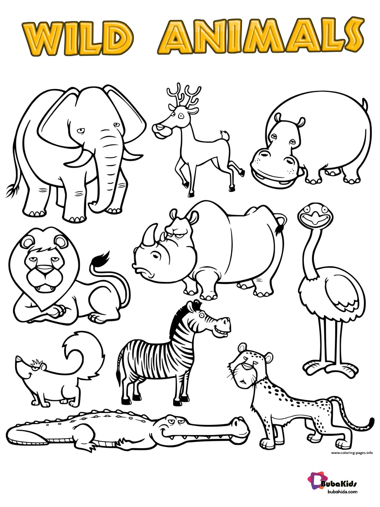 Free Wild Animals Printable Coloring Page pertaining to Free Printable Wild Animal Coloring Pages
