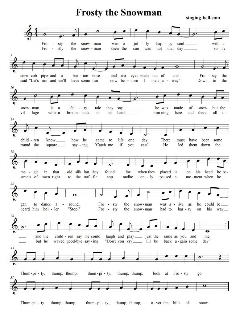 Frosty The Snowman | Free Christmas Carols Karaoke | Christmas inside Free Printable Frosty The Snowman Sheet Music