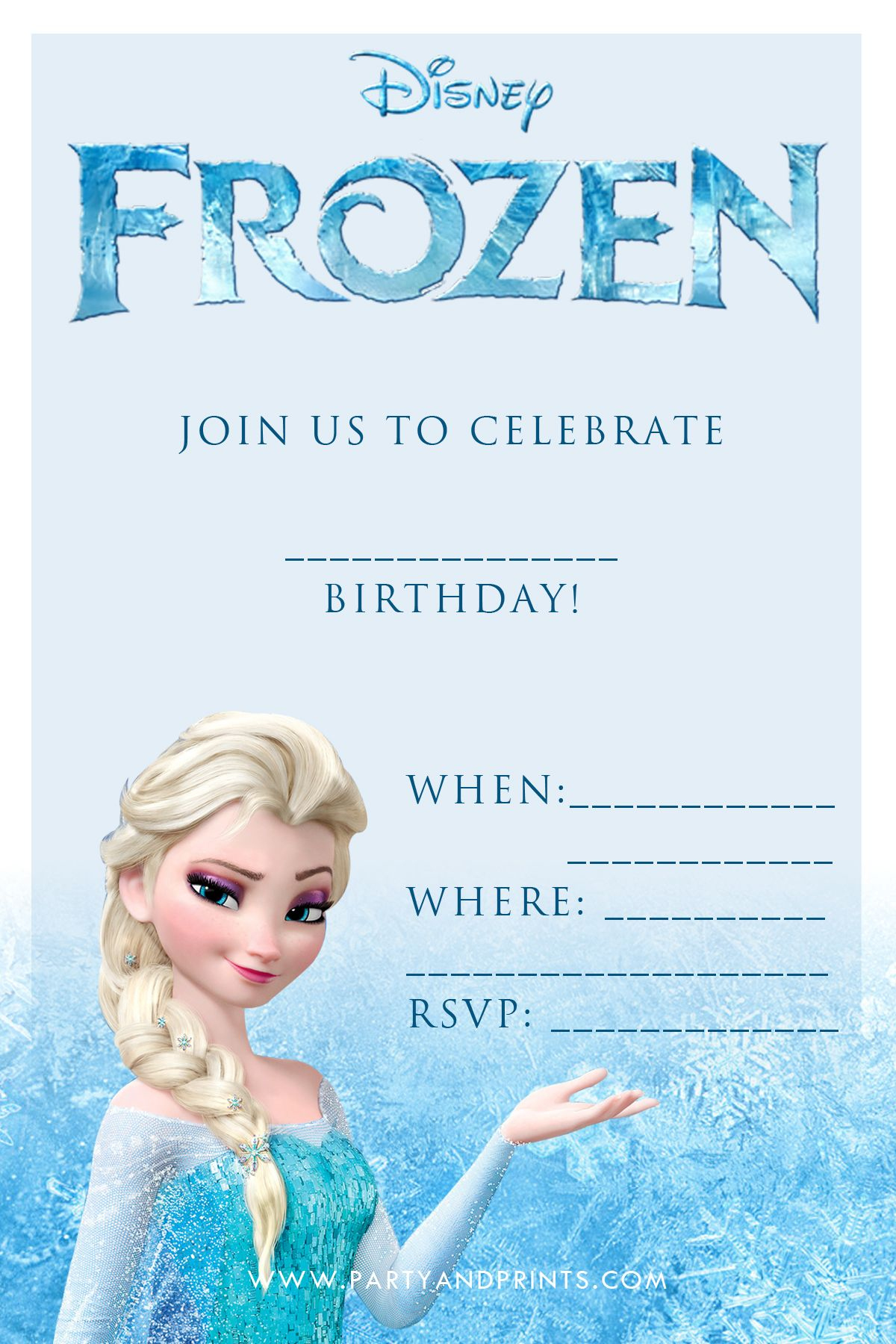 Frozen Princess Birthday Party Card with regard to Frozen Invitations Printables Free