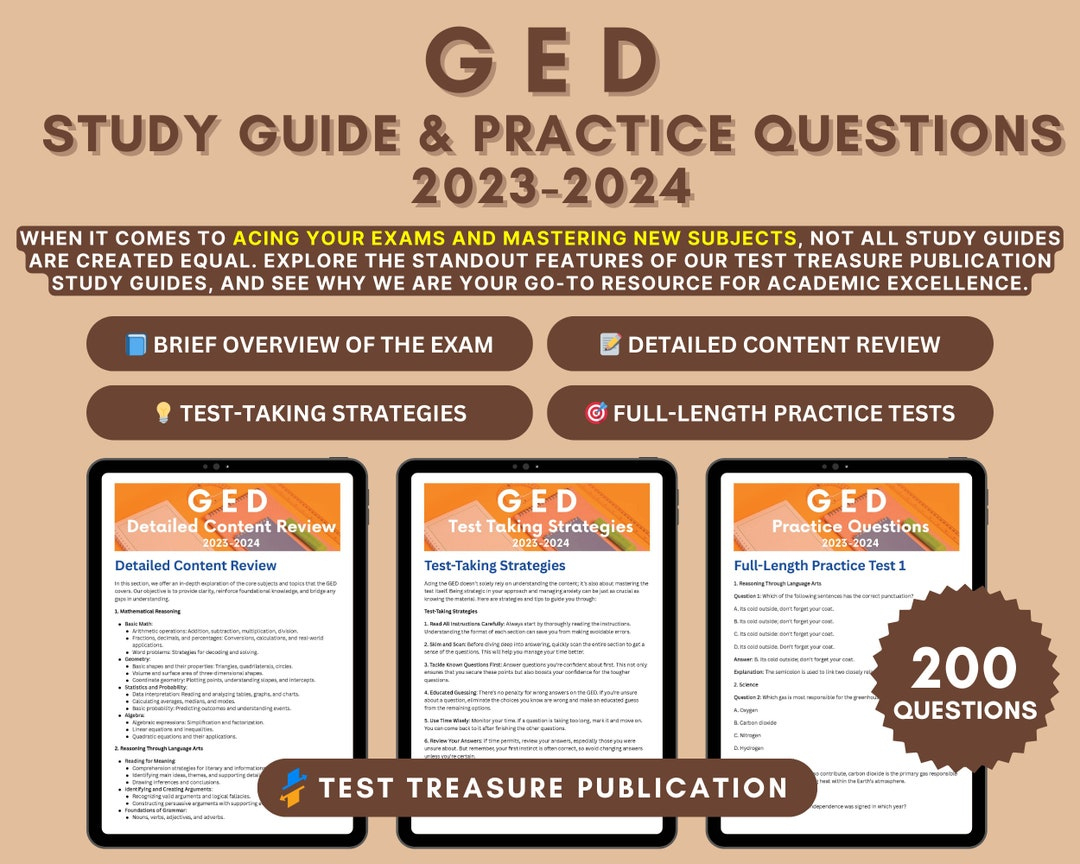 Ged Exam Study Guide 2023-2024 Ged Test Prep Math, Language Arts, Science, Social Studies Practice Questions &amp;amp; Test-Taking Strategies - Etsy intended for Free Printable Ged Study Guide 2025