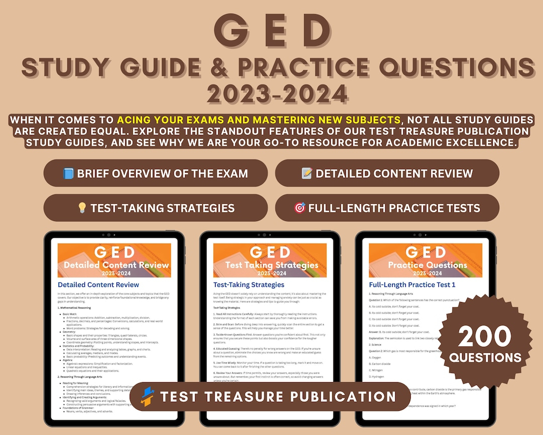 Ged Exam Study Guide 2023-2024 Ged Test Prep Math, Language Arts, Science, Social Studies Practice Questions &amp;amp; Test-Taking Strategies - Etsy throughout Free Printable Ged Practice Test With Answer Key 2025