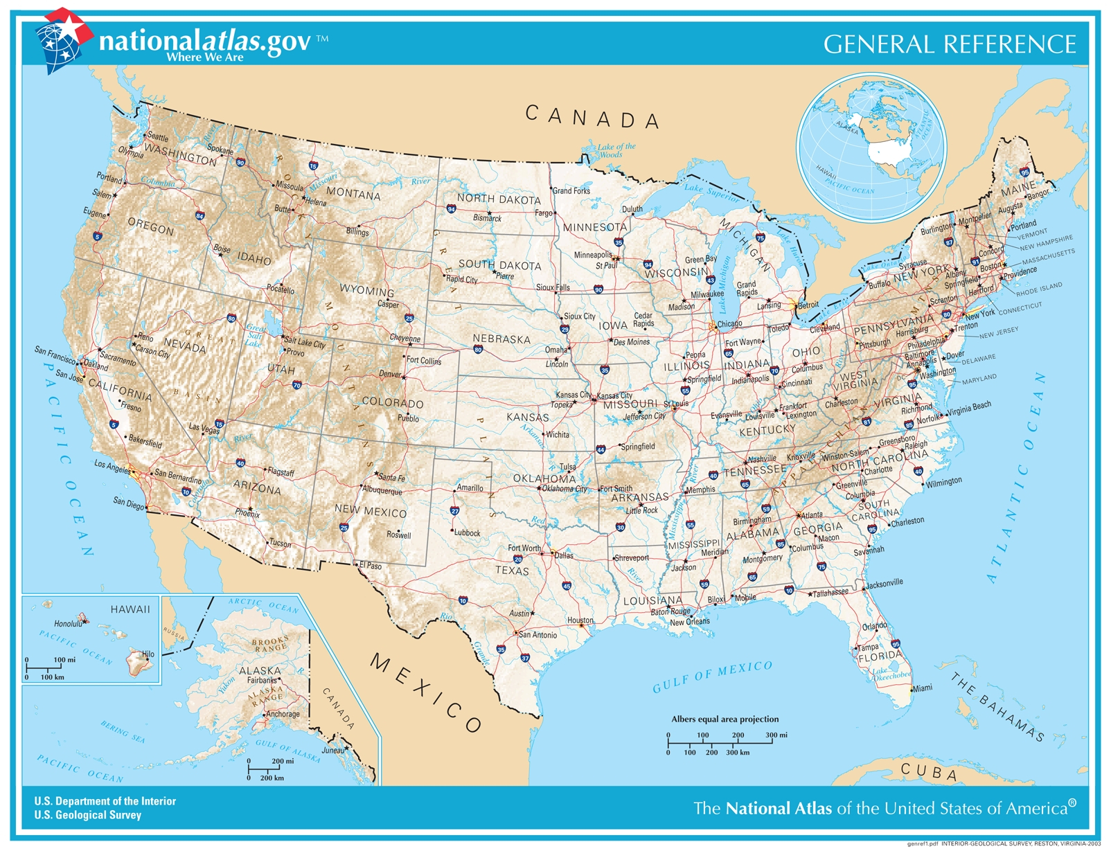 General Reference Printable Map | U.s. Geological Survey regarding Free Printable State Maps