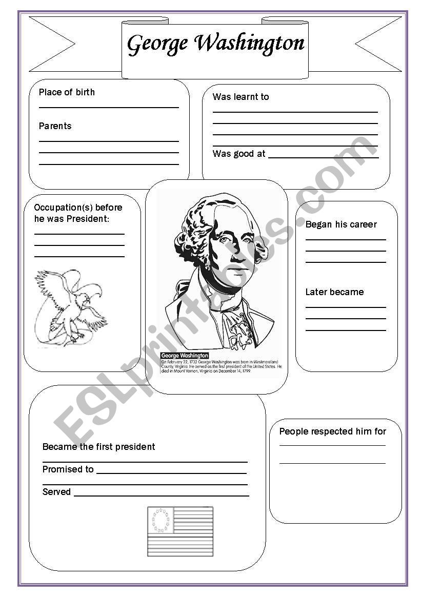 George Washington - Esl Worksheetsvetic inside Free Printable George Washington Worksheets