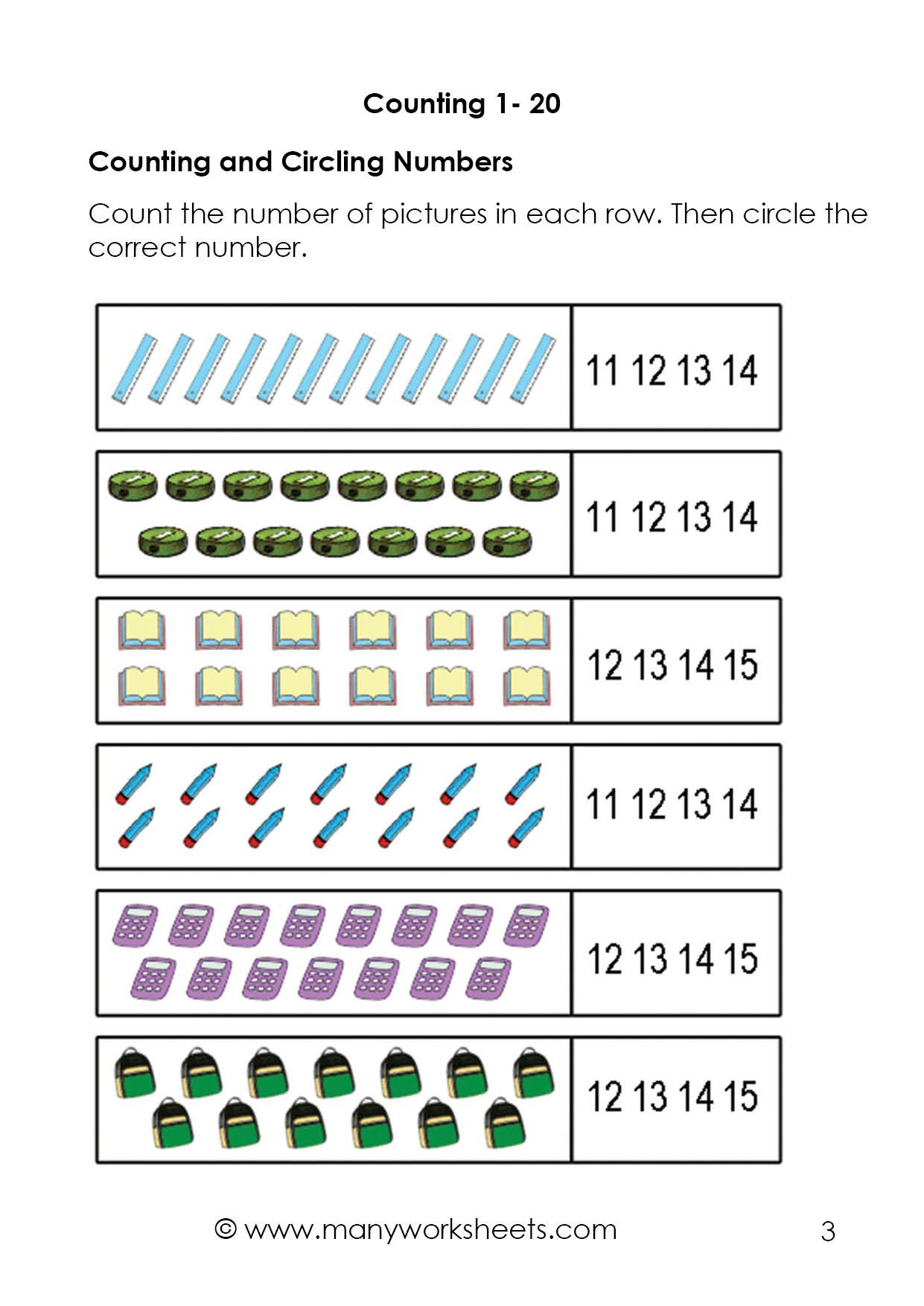 Get Free Printable Counting Up To 20 - Worksheet # 1 For Pre K regarding Free Printable Counting Worksheets 1-20