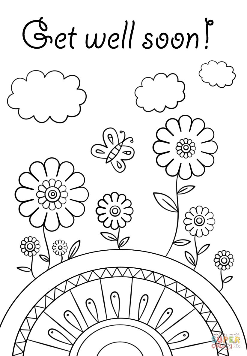 Get Well Soon Coloring Page inside Free Printable Get Well Card For Child To Color