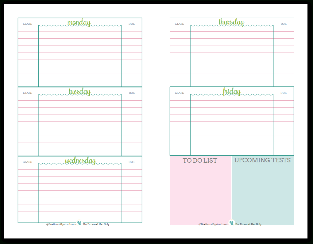 Getting Ready For Back To School - Student Planner Printables intended for Student Planner Template Free Printable