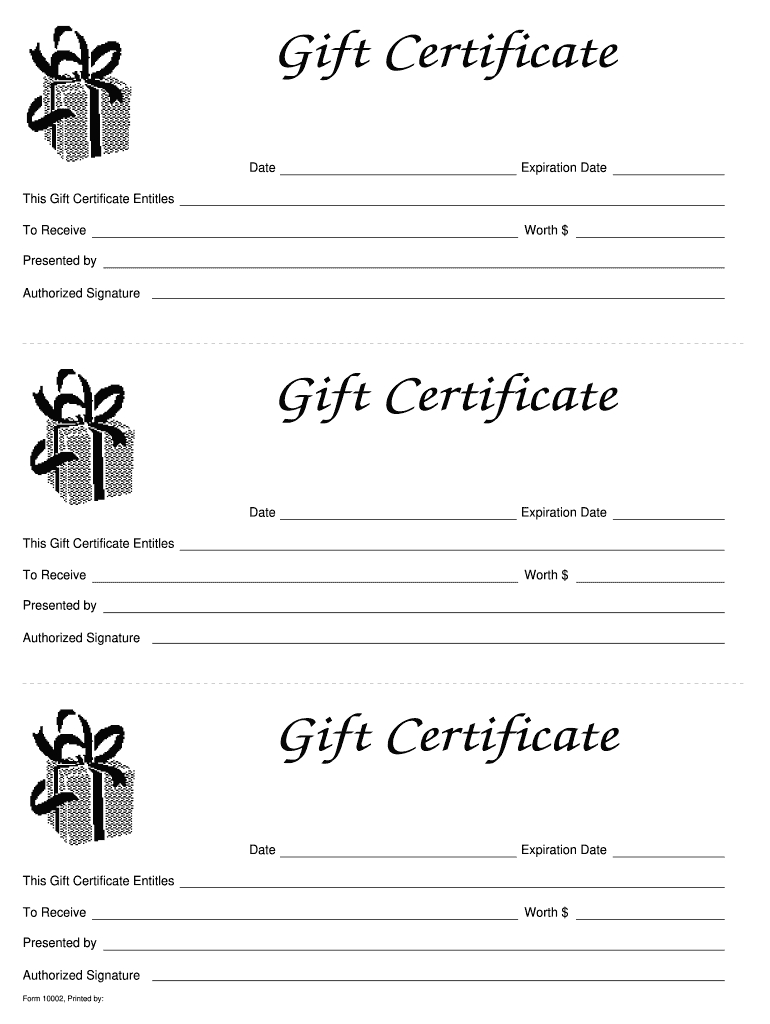 Gift Certificate Template - Fill Online, Printable, Fillable within Free Printable Gift Certificate Template