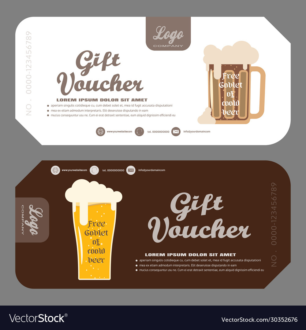 Gift Voucher Free Beer To Increase Sales Vector Image for Free Printable Beer Coupons