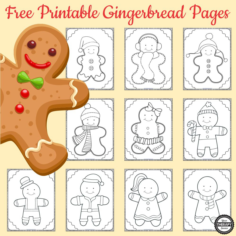 Gingerbread Man Coloring Pages Pdf Free - Your Therapy Source regarding Free Printable Gingerbread Man Activities