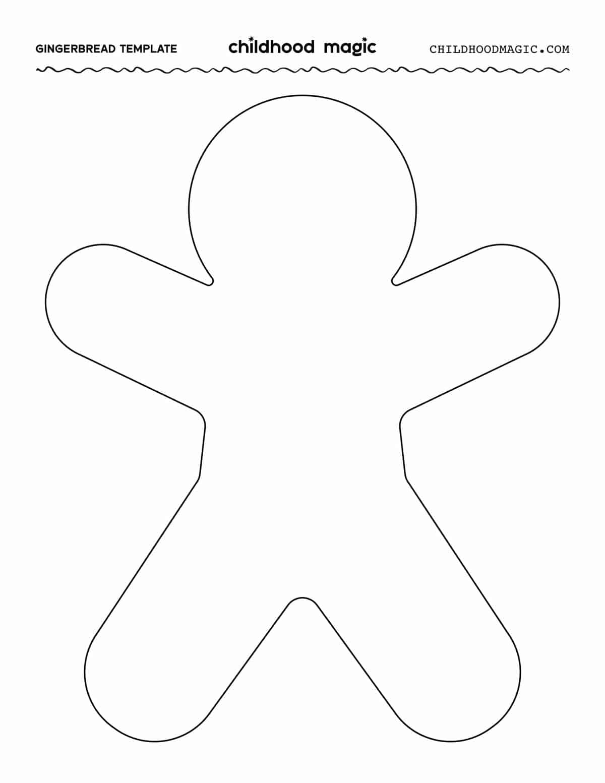 Gingerbread Man Template - Free Printable - Childhood Magic for Gingerbread Template Free Printable