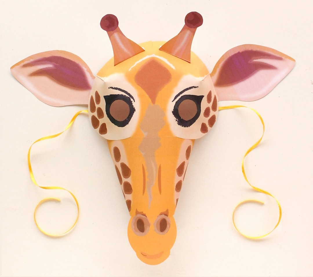 Giraffe Mask Template Diy No Sew Mask Pattern. Instant Make in Giraffe Mask Template Printable Free