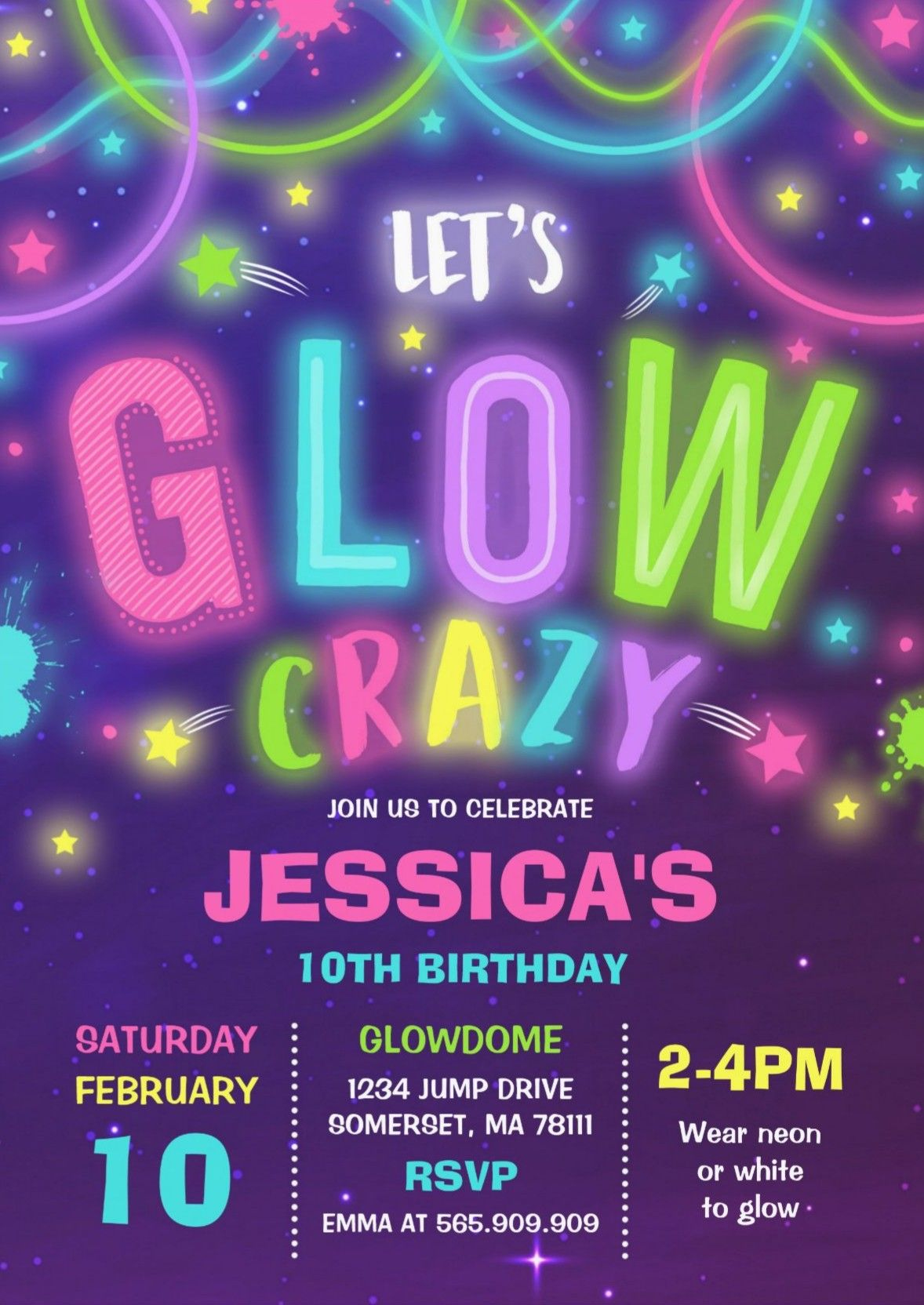 Glow Birthday Invitation Neon Glow Dance Party | Zazzle | Neon inside Free Printable Glow In The Dark Birthday Party Invitations