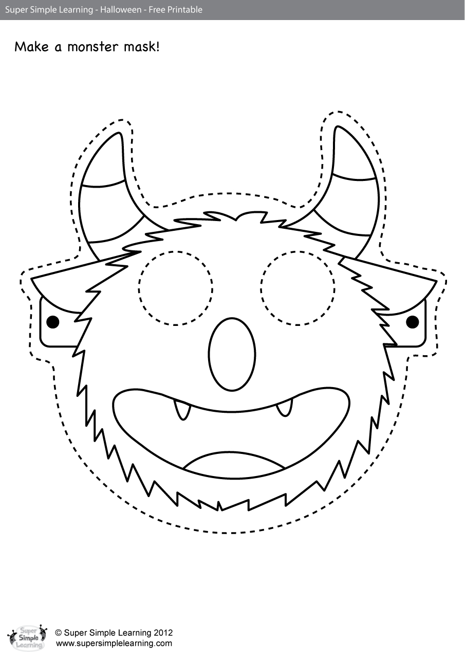 Go Away! Worksheet - Make A Mask! - Super Simple intended for Free Printable Halloween Face Masks