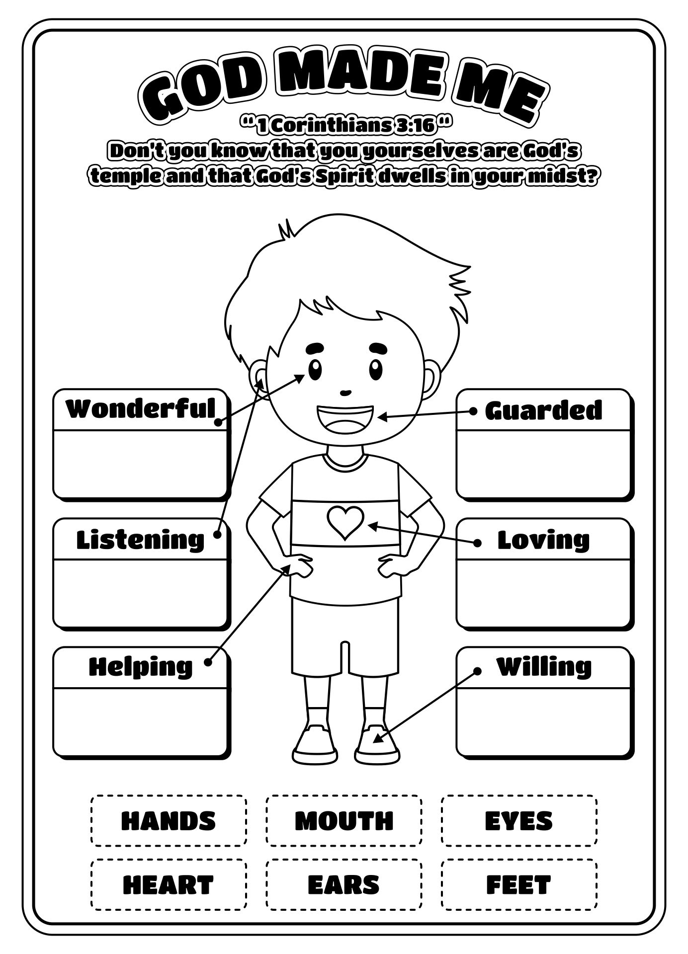 God Made Me Special Worksheet within God Made Me Free Printable