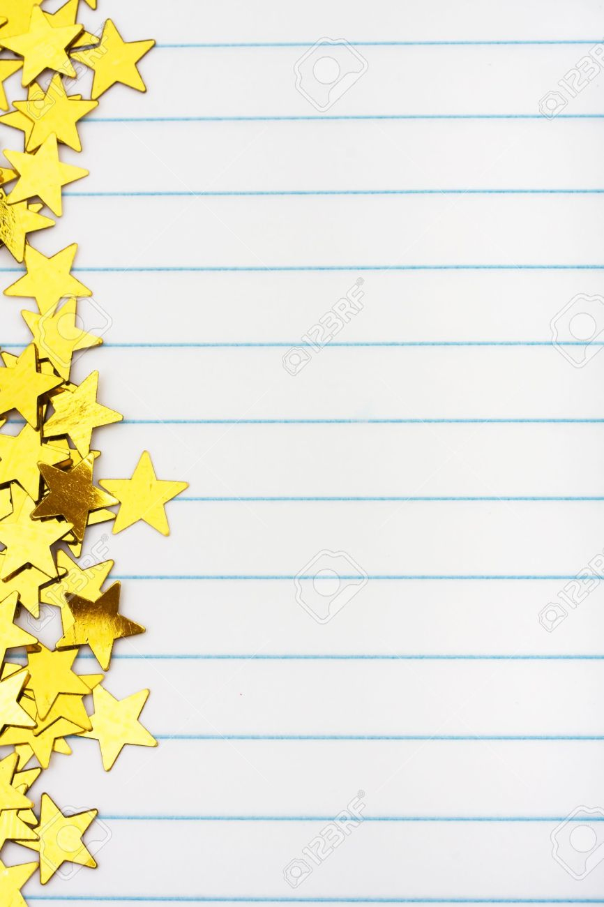 Gold Stars Making A Border On A Lined Paper Background, Gold Star within Free Printable Star Border Paper