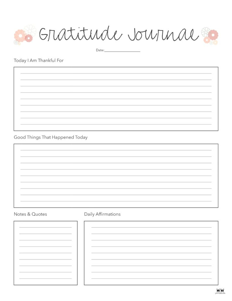 Gratitude Journal Templates - 18 Free Printables | Printabulls pertaining to Free Printable Gratitude Journal