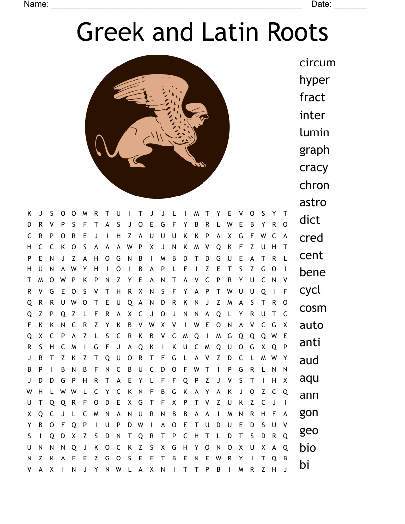 Greek And Latin Roots Word Search - Wordmint throughout Free Printable Greek And Latin Roots