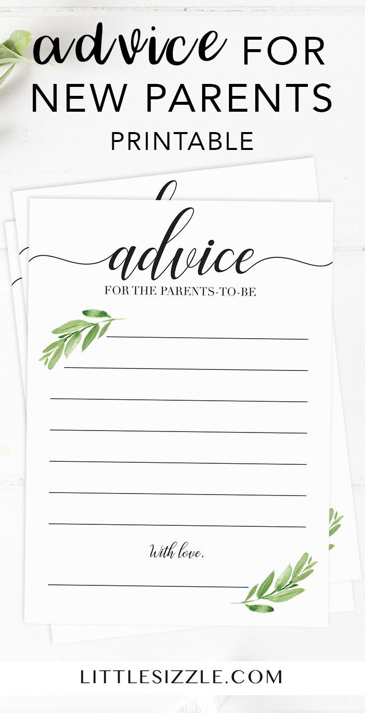 Greenery Baby Shower Advice Cards Printable &amp;amp; Virtual | Baby in Free Printable Baby Advice Cards