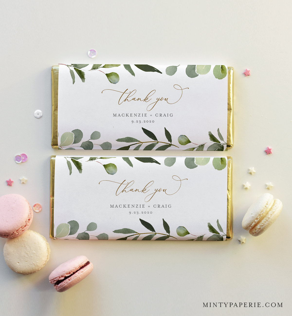 Greenery Chocolate Bar Wrapper Template, Printable Wedding intended for Free Printable Candy Bar Wrappers for Bridal Shower