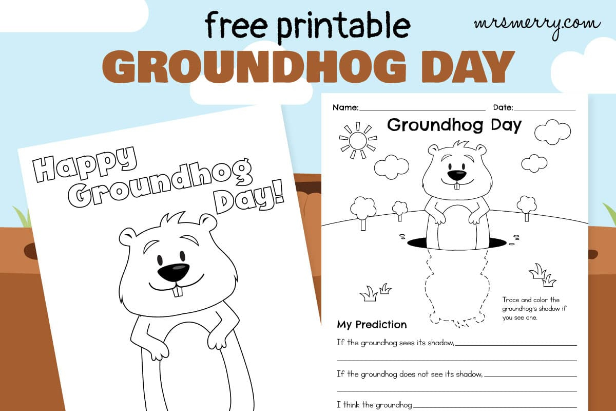 Groundhog Day Free Printable &amp;amp; Coloring Page | Mrs. Merry throughout Free Printable Groundhog Day Booklet