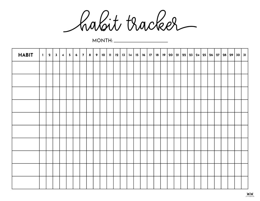 Habit Trackers - 25 Free Printables | Printabulls for Habit Tracker Free Printable