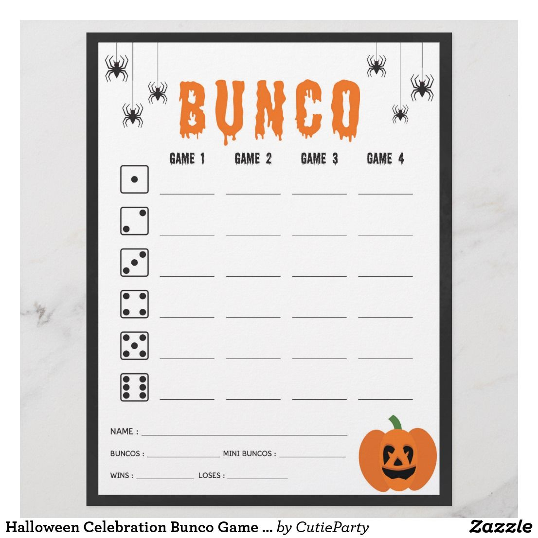 Halloween Celebration Bunco Game Score Card | Zazzle | Bunco Game for Free Printable Halloween Bunco Score Sheets