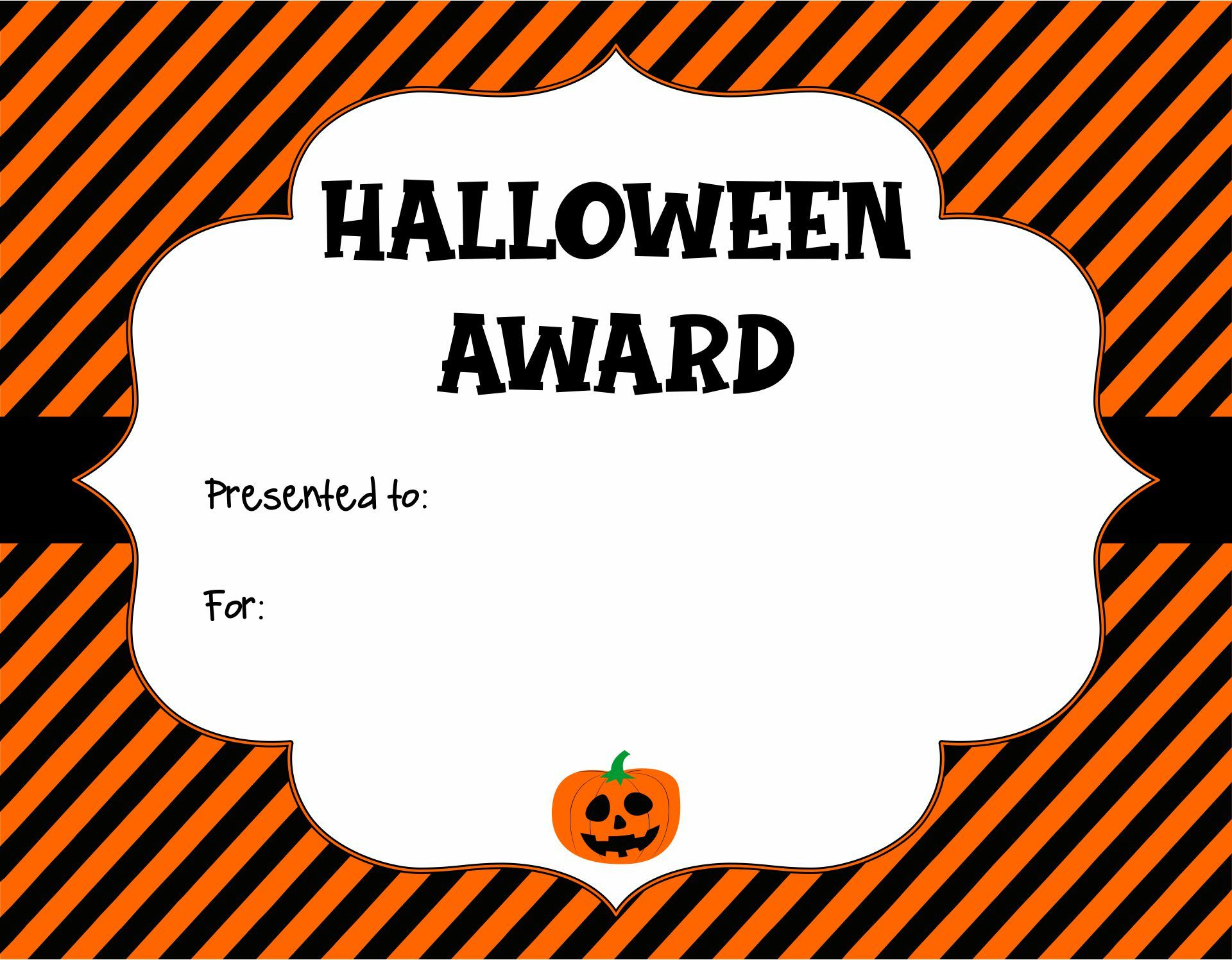 Halloween Certificate Template with regard to Free Printable Halloween Award Certificates