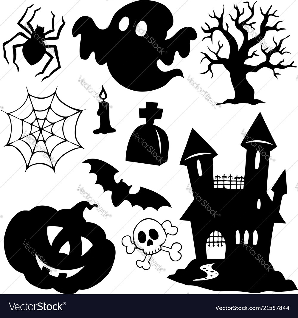 Halloween Silhouettes Collection 1 Royalty Free Vector Image inside Free Halloween Silhouette Printables