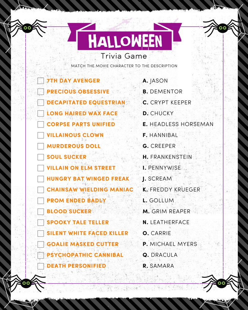 Halloween Trivia Print - Lil&amp;#039; Luna inside Free Printable Halloween Quiz