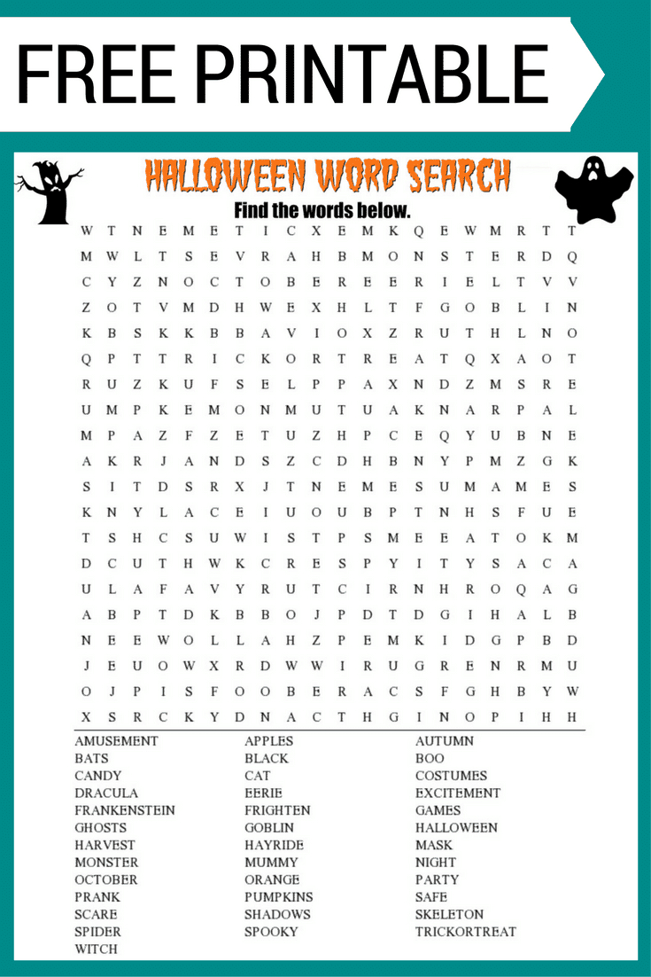 Halloween Word Search Printable (Free Download!) intended for Free Printable Halloween Word Search Puzzles