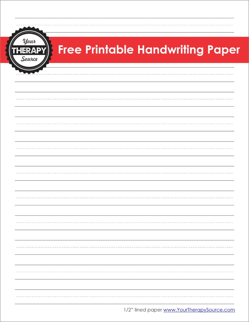 Handwriting Paper Printable - Free - Your Therapy Source within Free Printable Lined Handwriting Paper