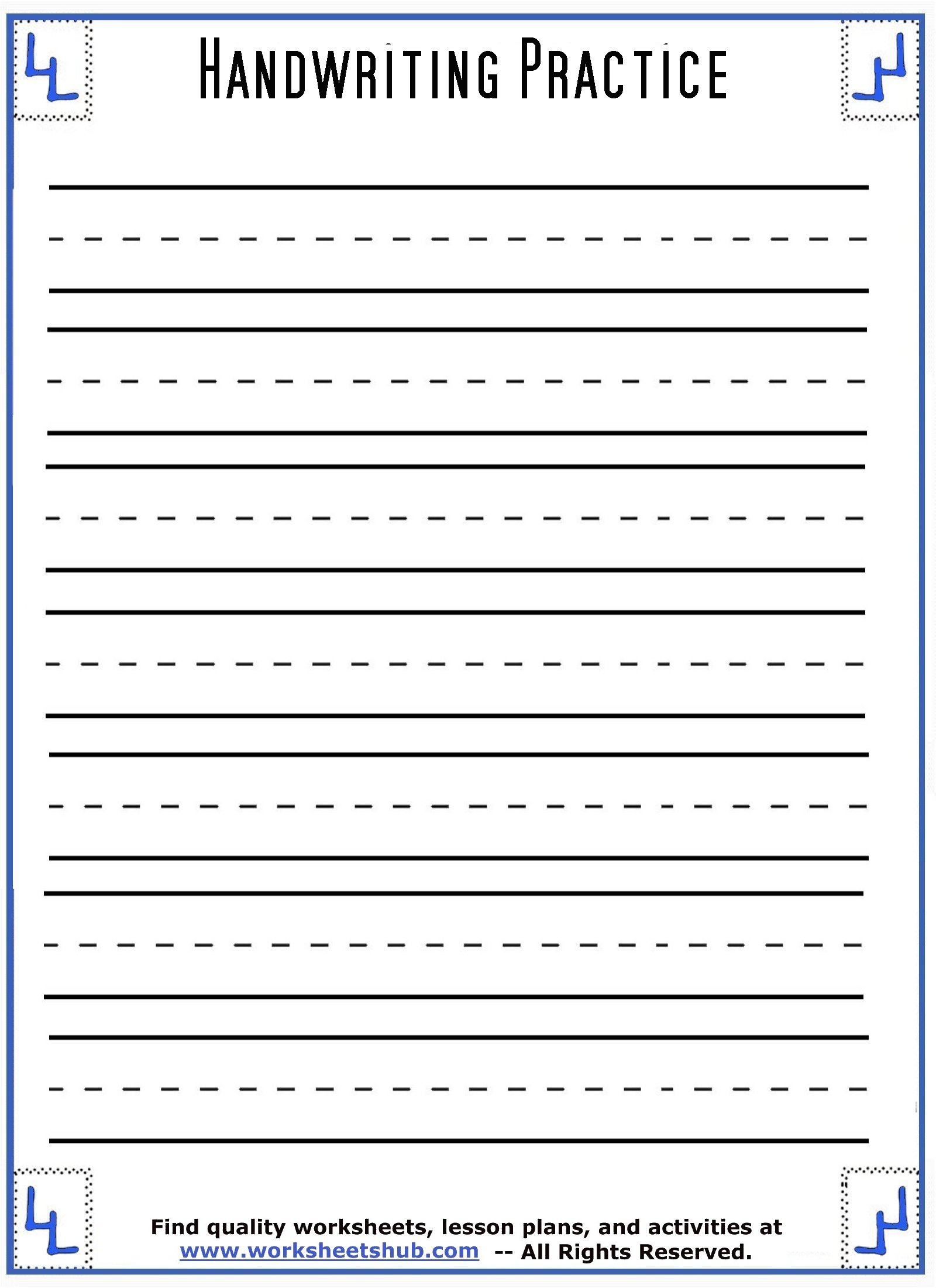 Handwriting Sheets:printable 3-Lined Paper within Blank Handwriting Worksheets Printable Free
