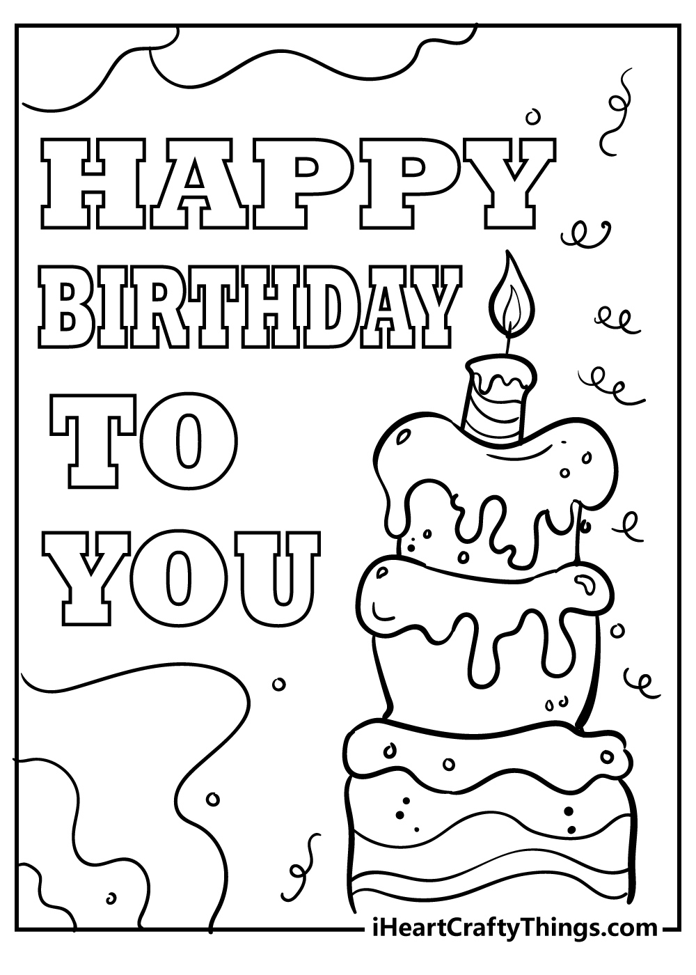 Happy Birthday Coloring Pages (100% Free Printables) in Free Printable Birthday Cards to Color