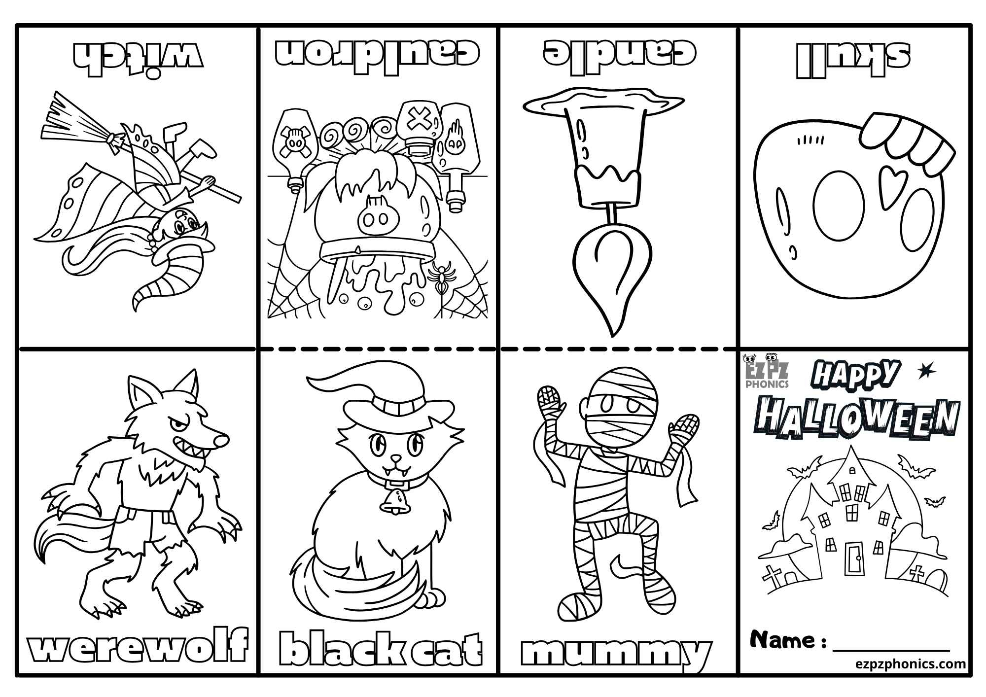 Happy Halloween Mini Coloring Book Free Printable Pdf Download with Printable Halloween Cards to Color for Free